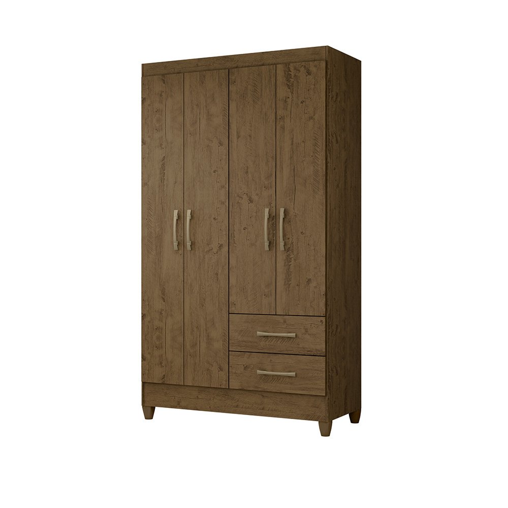 Guarda Roupa Chile 103cm 4 Portas Castanho Wood Moval