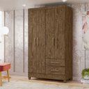 Ver imagem 7 de Guarda Roupa Chile 103cm 4 Portas Castanho Wood Moval