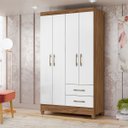 Ver imagem 1 de Guarda Roupa Chile 103cm 4 Portas Naturale Branco - Moval