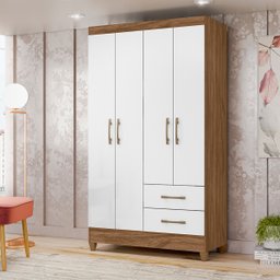 Guarda Roupa Chile 103cm 4 Portas Naturale Branco - Moval - 1