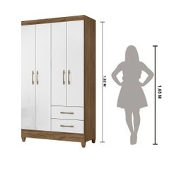 Guarda Roupa Chile 103cm 4 Portas Naturale Branco - Moval - 5