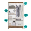 Ver imagem 3 de Guarda Roupa Chile 103cm 4 Portas Naturale Branco - Moval