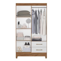 Guarda Roupa Chile 103cm 4 Portas Naturale Branco - Moval - 2