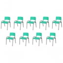 Ver imagem 1 de Kit 9 Cadeira Iso Infantil Creche, Base Cinza Verde Água