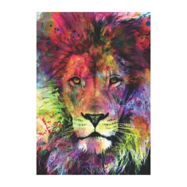 Quadro com Moldura Luxo 70x100 Chanfrada black Leão Grande Liz Decor Cestaplus - 2