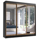 Ver imagem 2 de Guarda-Roupa Casal Madesa Istambul 3 Portas de Correr de Espelho 3 Gavetas Preto/Rustic Cor:Preto/Ru