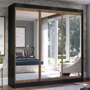 Ver imagem 1 de Guarda-Roupa Casal Madesa Istambul 3 Portas de Correr de Espelho 3 Gavetas Preto/Rustic Cor:Preto/Ru