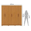 Ver imagem 4 de Guarda-Roupa Casal 6 Portas 2 Gavetas 100% MDF Sevilha Marrom/Cerejeira
