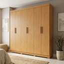 Ver imagem 1 de Guarda-Roupa Casal 6 Portas 2 Gavetas 100% MDF Sevilha Marrom/Cerejeira