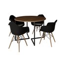 Ver imagem 2 de Mesa Jantar Industrial Premium Amêndoa 110cm Redonda Base V Ferro Preto com 4 Poltronas Eiffel Preta