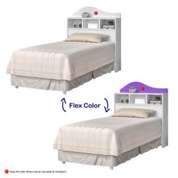 Cabeceira Para Box Solteiro 0,90 - J&A Irlanda - Flex-Branco/Lilás - 3