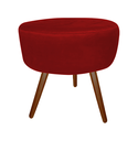 Ver imagem 3 de Kit Poltrona Decorativa Emilia + Puff Redondo Suede Vermelho Pés Madeira Mz Decor