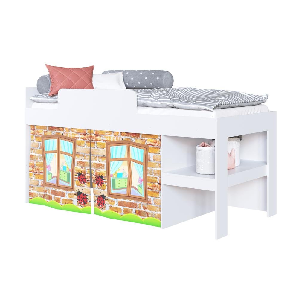 Cama Infantil 93cm c/ Protetor e Cortina CM3090 Art in Móveis - Branco - 3