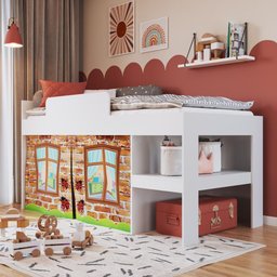 Cama Infantil 93cm C/ Protetor e Cortina Branco Cm3090 Art In Móveis - 1