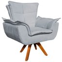 Ver imagem 6 de Kit 2 Poltronas Decorativas Base Giratória em Madeira Charger Suede Cinza - Gran Belo