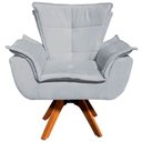Ver imagem 7 de Kit 2 Poltronas Decorativas Base Giratória em Madeira Charger Suede Cinza - Gran Belo