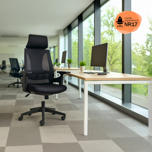 Cadeira de Escritório Ergonômica Nr17 Giratória Office Toledo com Encosto e Braços 3d Rivatti Preta