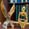 Kit Estátua Pensador Figura Abstrata Decoração + Águia Enfeite Mesa Decorativo Moderno Objeto Resina - 2