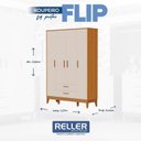 Ver imagem 3 de Guarda Roupa Infantil Flip 4 Portas Areia Acetinado Savana - Reller