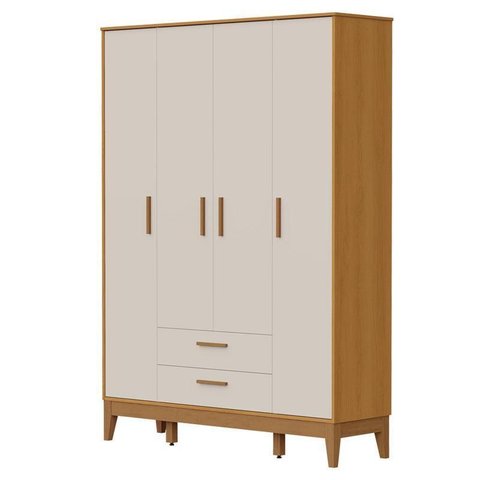 Guarda Roupa Infantil Flip 4 Portas Areia Acetinado Savana - Reller
