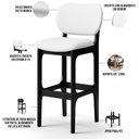 Ver imagem 4 de Kit 05 Banquetas Alta Para Cozinha Madeira Fixa Betta L02 Preto Facto Branco - Lyam Decor