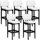 Ver imagem 1 de Kit 05 Banquetas Alta Para Cozinha Madeira Fixa Betta L02 Preto Facto Branco - Lyam Decor