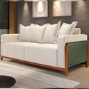 Ver imagem 2 de Sofá 03 Lugares para Sala de Estar 198 Cm Khali B04 Linho Cru Couríssimo Verde - Lyam Lyam Decor