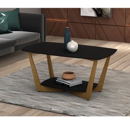 Mesa de Centro Pés de Madeira Maciça Onix - Preto - 1