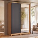 Ver imagem 4 de Guarda Roupa Frizatto Mirror Flex 3 Gavetas 4 Prateleiras MDF-MDP Freijó-Off White-Titanium Casah