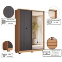 Ver imagem 7 de Guarda Roupa Frizatto Mirror Flex 3 Gavetas 4 Prateleiras MDF-MDP Freijó-Off White-Titanium Casah