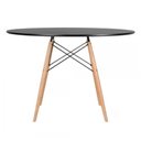 Ver imagem 2 de Conjunto de Mesa de Jantar Eames Eiffel Redonda 100cm Tampo de Madeira Preto com 4 Cadeiras Brancas