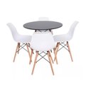 Ver imagem 1 de Conjunto de Mesa de Jantar Eames Eiffel Redonda 100cm Tampo de Madeira Preto com 4 Cadeiras Brancas