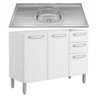 Balcão Gabinete Evidence Aço com Pia Inox 120 Branco - Bertolini - 1