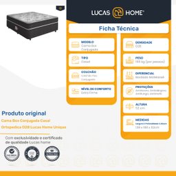 Cama Box Conjugada Ortopédica Viúva de Espuma Lucas Home Unique 128 Cm - 6