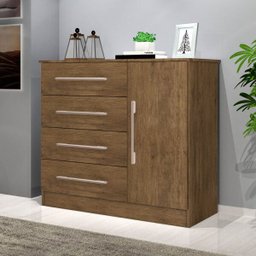 Cômoda Sapateira com 1 Porta e 4 Gavetas - J&A Malibu New - Jequitibá - 1