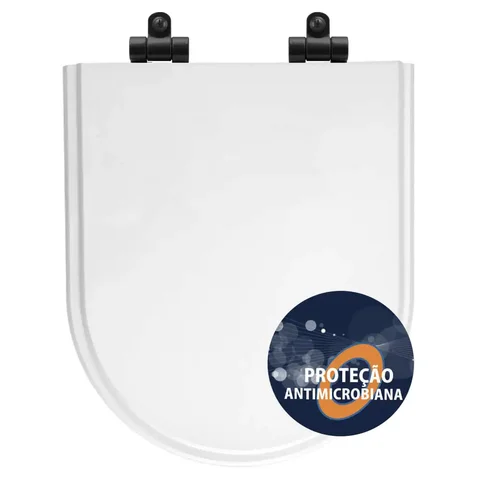 Tampa de Vaso Poliéster Antibactéria Com Amortecedor Level Branco para Bacia Deca com Ferragem