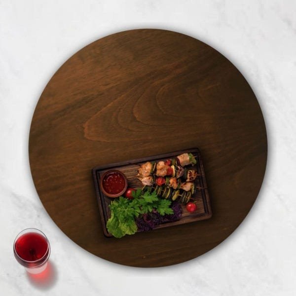 Prato giratório para servir na mesa de jantar laminado 50 cm - Castanho - 6