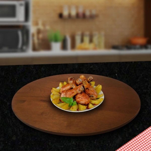 Prato giratório para servir na mesa de jantar laminado 50 cm - Castanho - 8