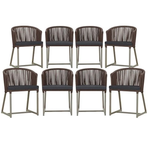 8 Cadeiras de Jantar Área Noronha Fendi E11 Trama Original Marrom