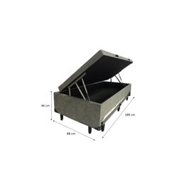Cama Box Baú Solteiro Com Auxiliar Suede Cinza (Espuma só na Auxiliar) - 2