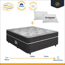 Cama Box Conjugada Ortopedica Casal de Espuma com 2 Travesseiros Lucas Home Unique 138 Cm - 3