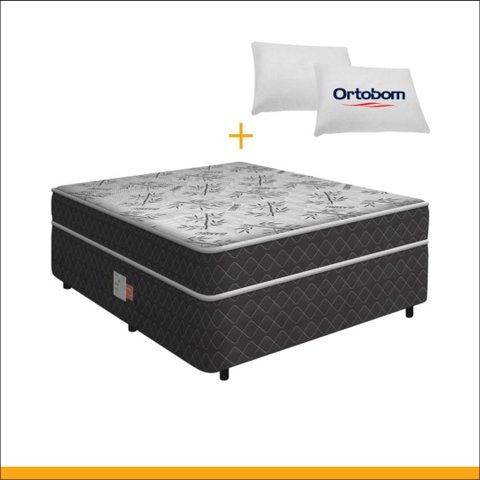 Cama Box Conjugada Casal Ortopédica D28 com Travesseiros Lucas Home Unique 138cm