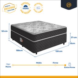 Cama Box Conjugada Ortopedica Casal de Espuma com 2 Travesseiros Lucas Home Unique 138 Cm - 4