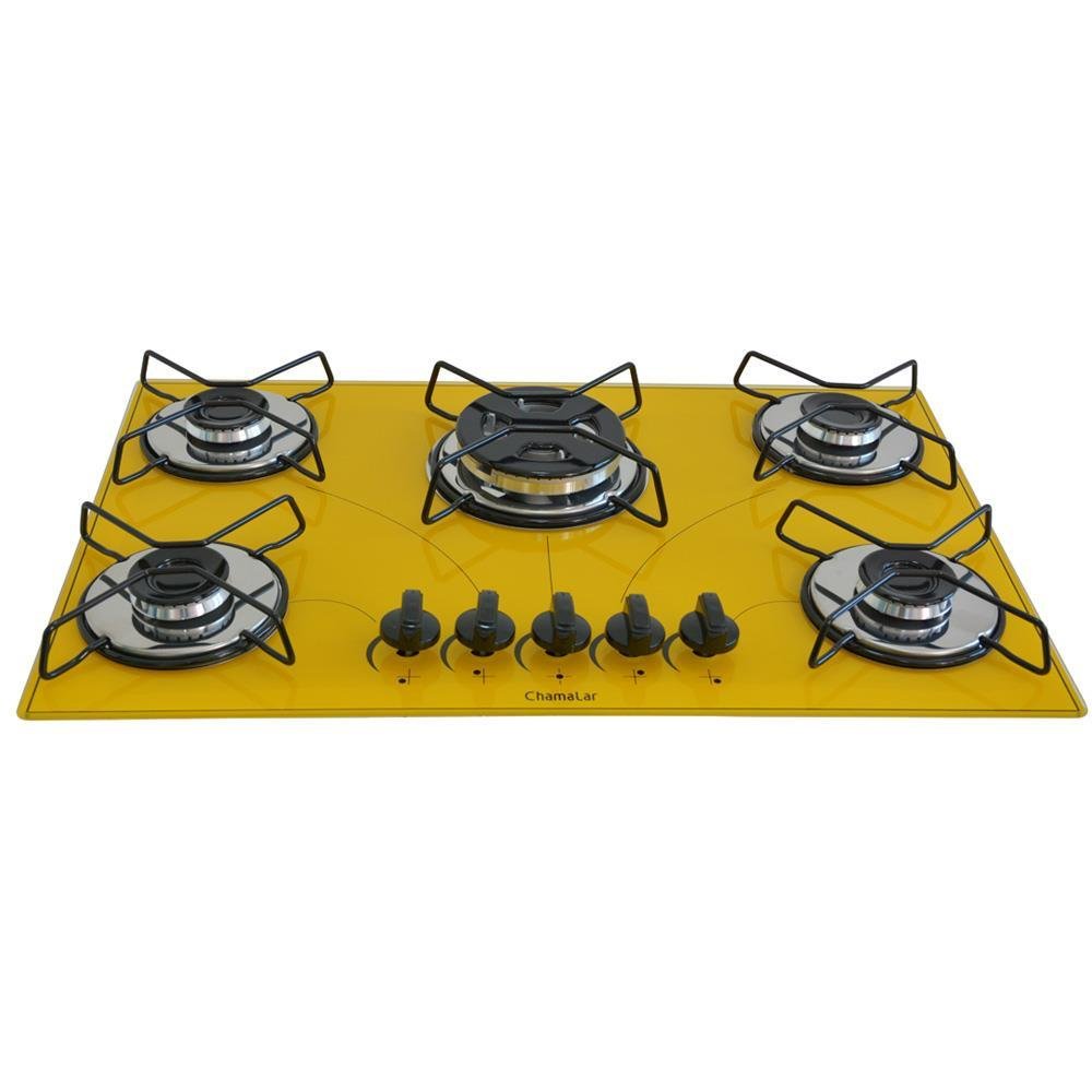 Cooktop Gás 5 Bocas Chama Tripla 127/220 Amarelo