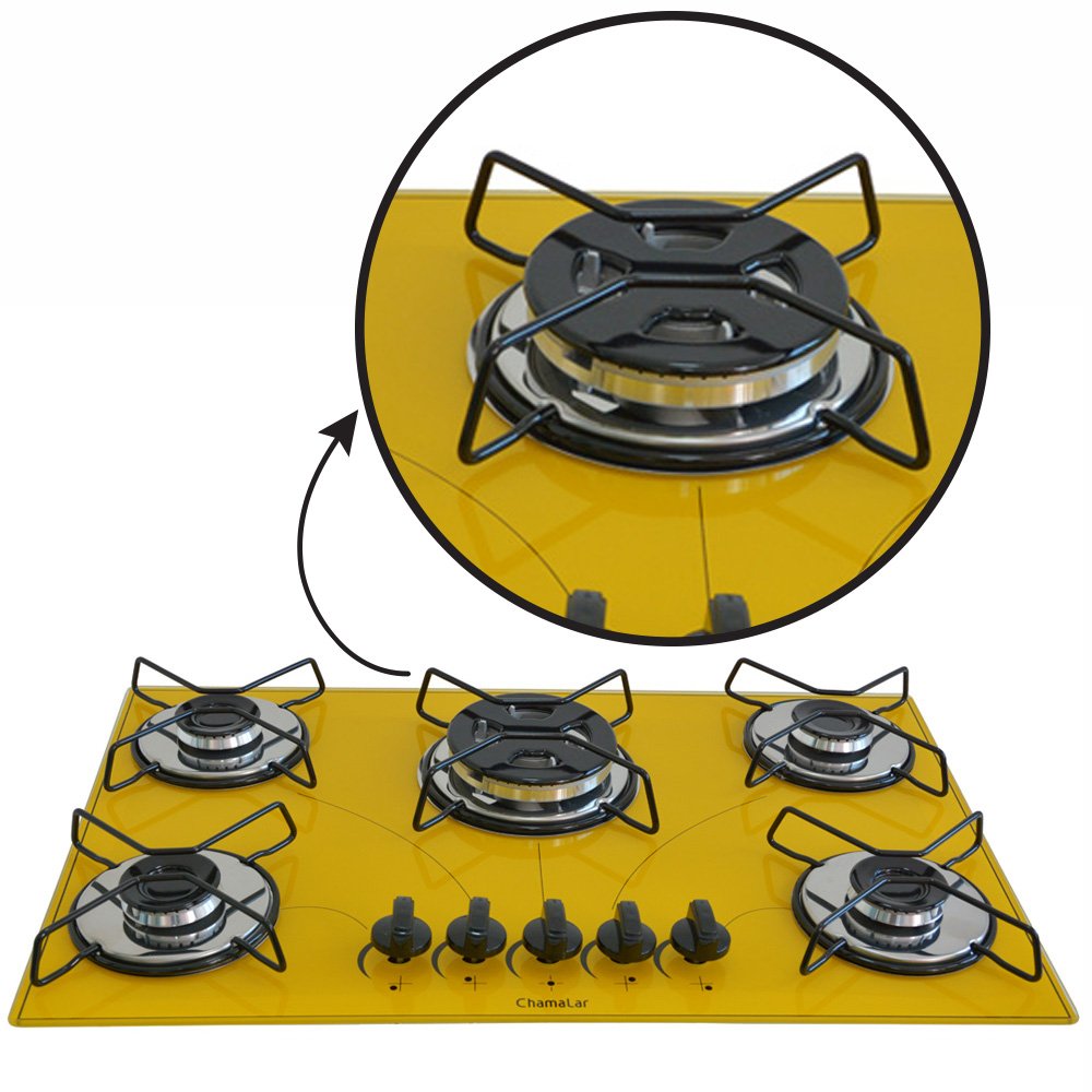 Cooktop Gás 5 Bocas Chama Tripla 127/220 Amarelo - 5