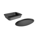 Ver imagem 1 de Conjunto Assadeira Com Forma De Pizza 2 PeÇAs Antiaderente Prata Brinox 1460/498