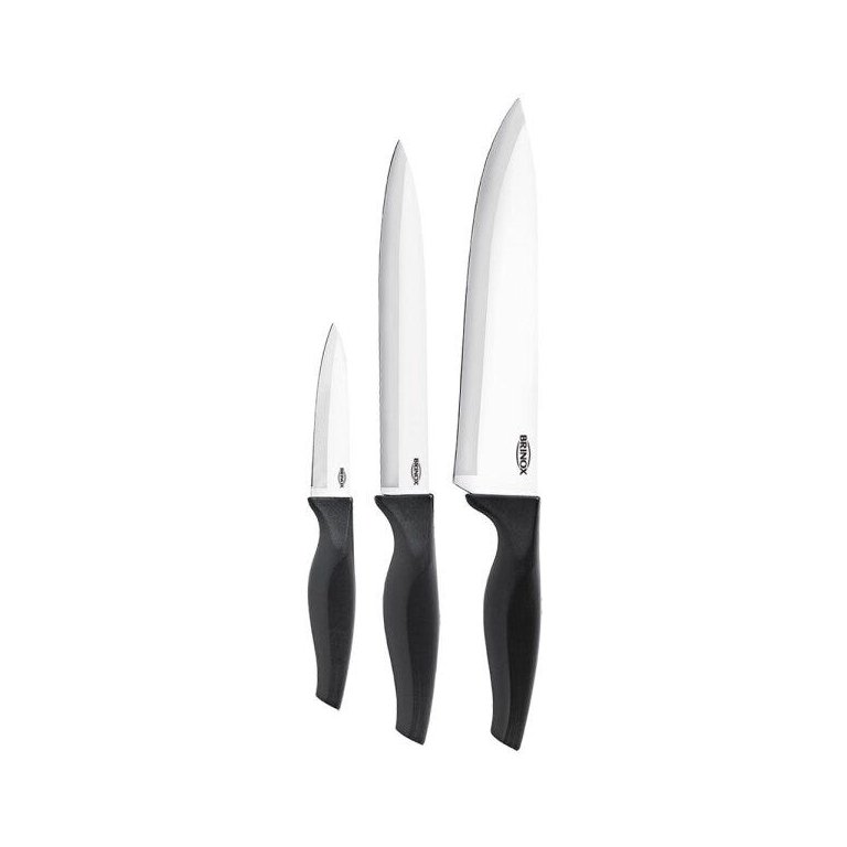 Conjunto De Facas Inox Cross 3 PeÇAs Preto Brinox 2556/309