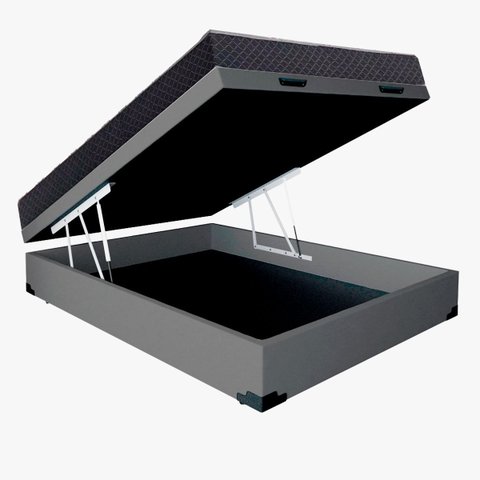 Cama Base Box Baú Casal Reforçado Sintético Cinza + Colchão Casal Reforçado D33 20x138x188