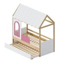 Ver imagem 3 de Bicama Infantil Casinha com LED e Janela New Garden Casatema MadeiraOriginals Rosa/Marrom
