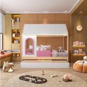 Ver imagem 1 de Bicama Infantil Casinha com LED e Janela New Garden Casatema MadeiraOriginals Rosa/Marrom